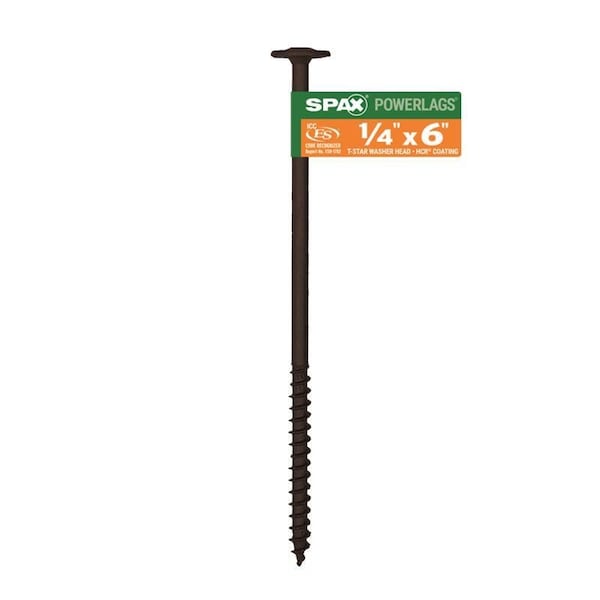 Spax PowerLags 1/4 in. X 6 in. L Washer High Corrosion Resistant Carbon Steel Lag Screw 1 pk 4581820701527 - main